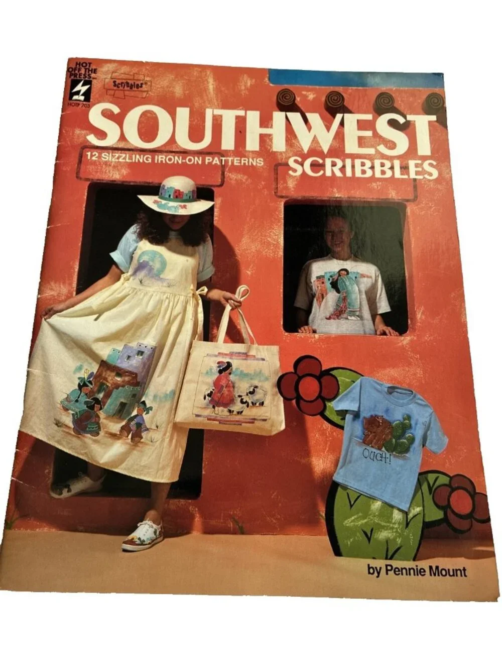 Vintage 1990 Southwest Scribbles Iron On Pattern Book Pennie Mount Craft Art